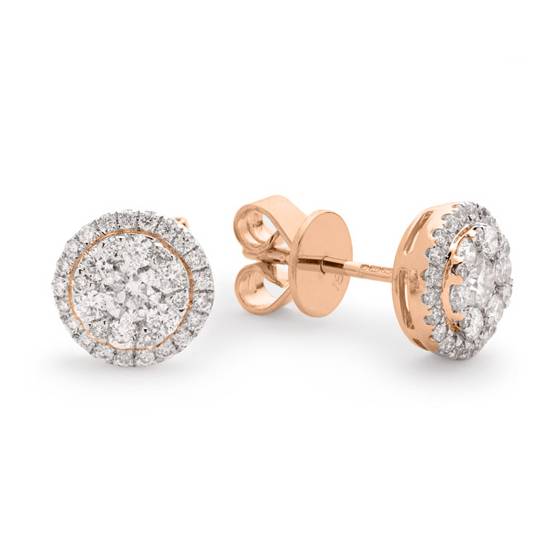 0.75ct Classic Round Diamond Cluster Earrings