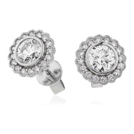 0.50ct Unique Round Diamond Single Halo Earrings