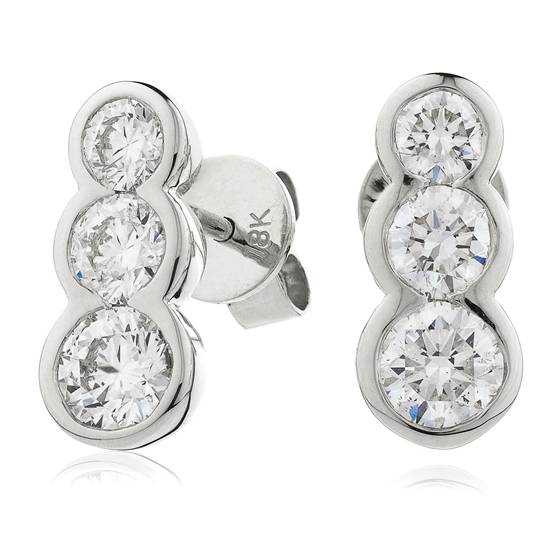 1.00ct Modern Round Diamond Drop Earrings