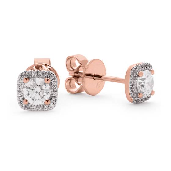 1.10ct Unique Round Diamond Single Halo Earrings