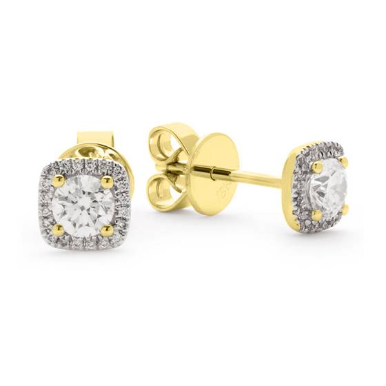 1.10ct Unique Round Diamond Single Halo Earrings