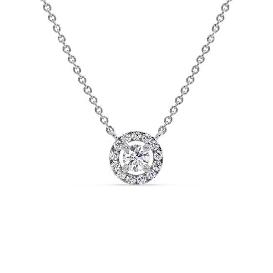 Round Diamond Designer Halo Necklace