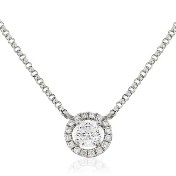 Round Diamond Designer Halo Necklace