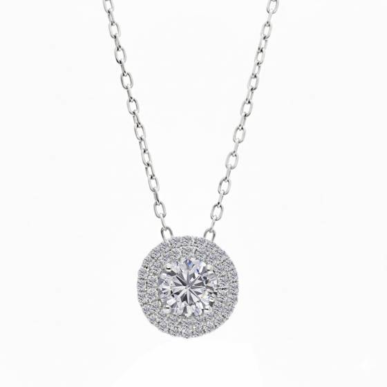 Round Diamond Designer Halo Necklace