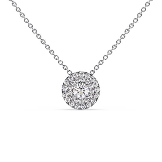 Round Diamond Designer Halo Necklace