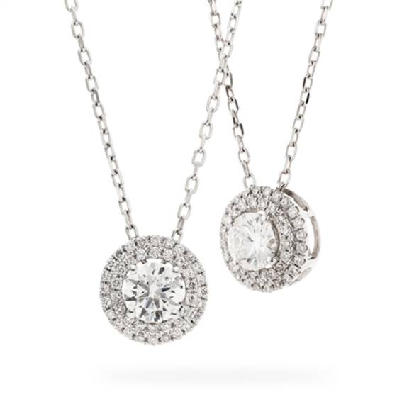 Round Diamond Designer Halo Necklace