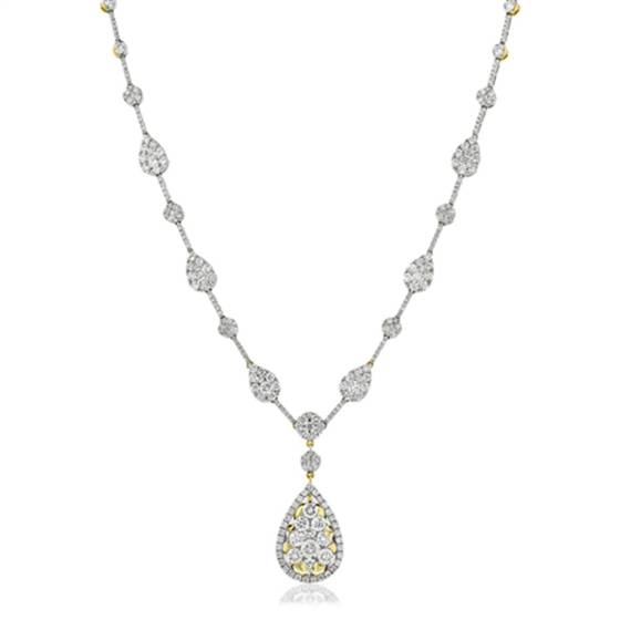 Elegant Round Diamond Cluster Necklace