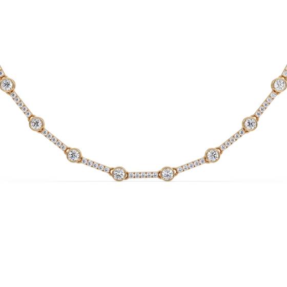 Elegant Round Diamond Cluster Tennis Necklace