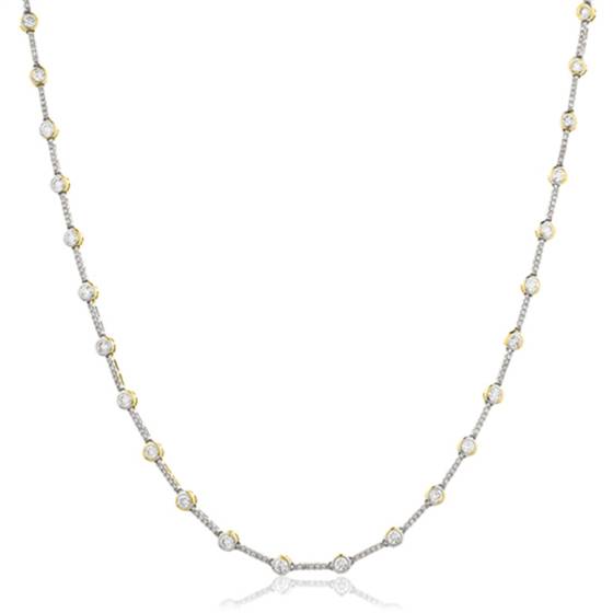 Elegant Round Diamond Cluster Tennis Necklace
