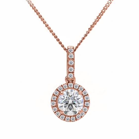 Round Diamond Single Halo Pendant