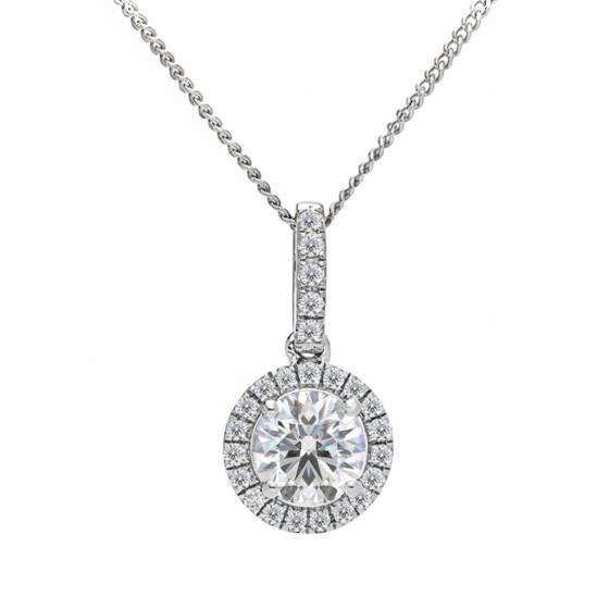 Round Diamond Single Halo Pendant