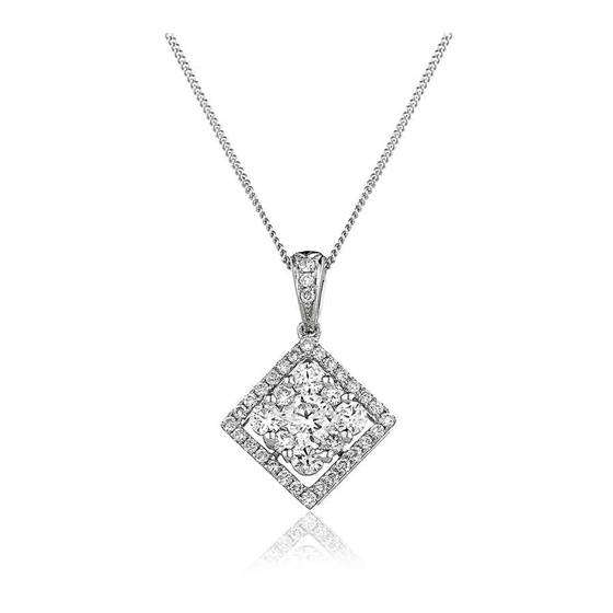 0.75ct VS/F Round Natural Diamond Cluster Pendant