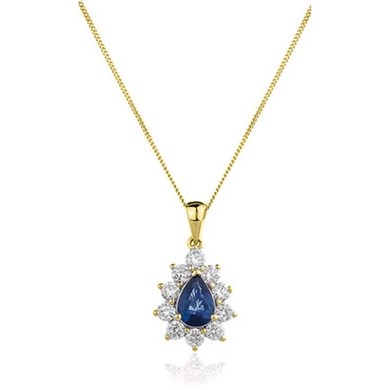 Blue Sapphire and Diamond Pendant