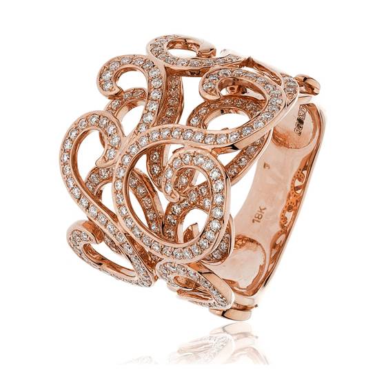 1.00ct Elegant Patterned Round Diamond Dress Ring