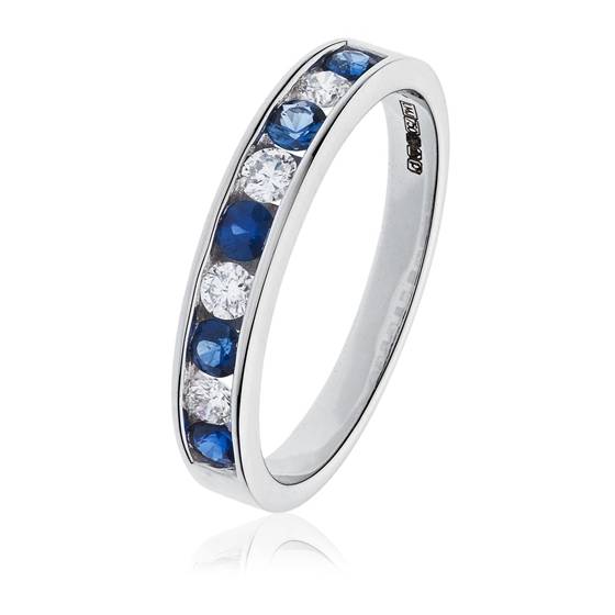 0.55ct Blue Sapphire and Diamond Eternity Ring