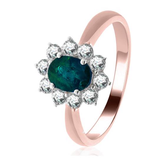0.75ct Emerald and Diamond Cluster Ring