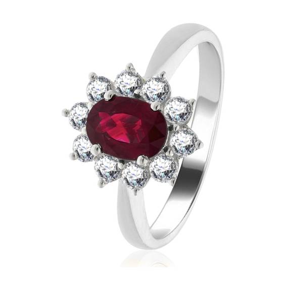 0.80ct Ruby and Diamond Cluster Ring