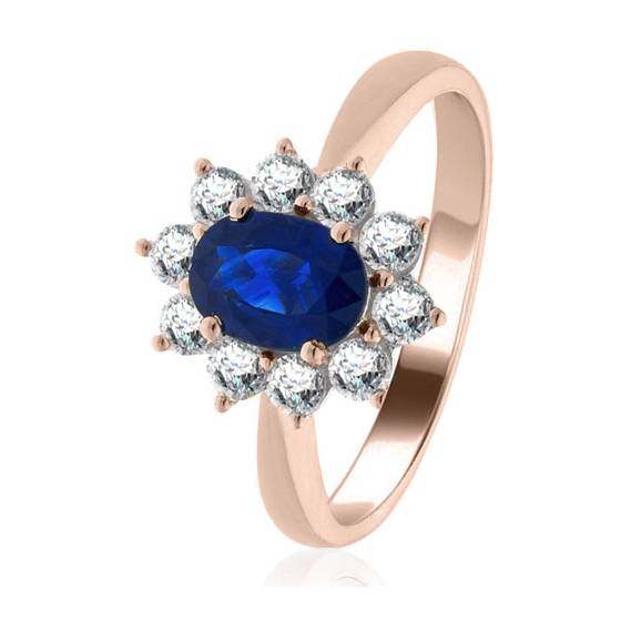 2.50ct Blue Sapphire and Diamond Cluster Ring