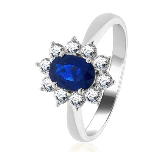 2.50ct Blue Sapphire and Diamond Cluster Ring