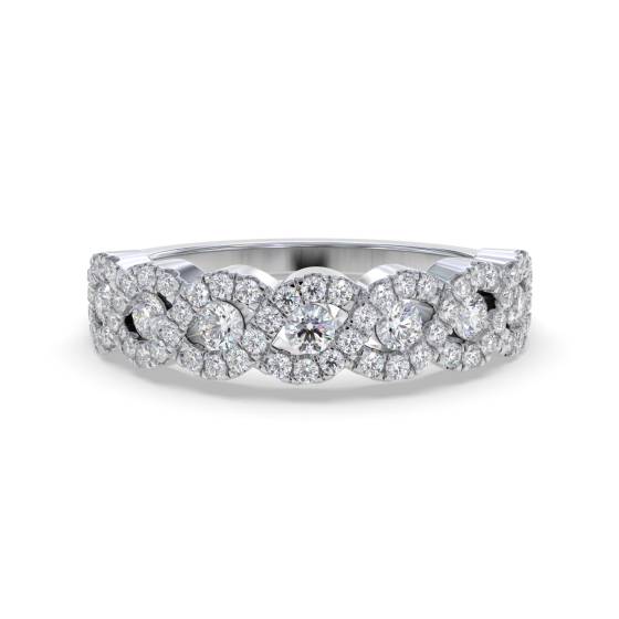 1.00ct Elegant Round Diamond Cross Over Dress Ring