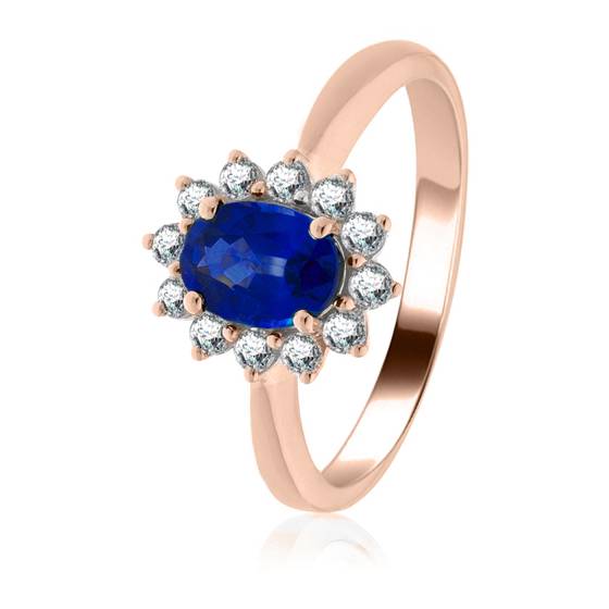 0.70ct Blue Sapphire and Diamond Cluster Ring