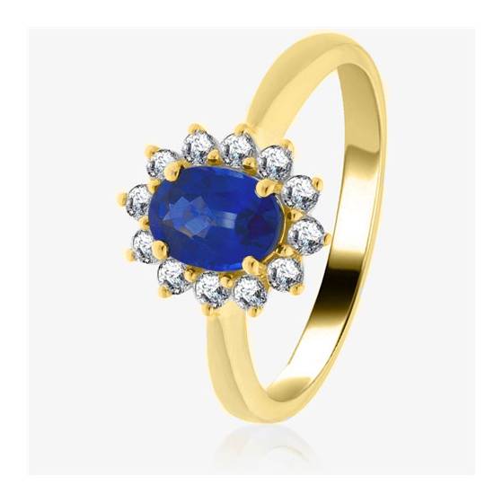 1.30ct Blue Sapphire and Diamond Halo Engagement Ring