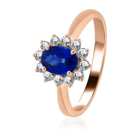 2.50ct Blue Sapphire and Diamond Cluster Ring
