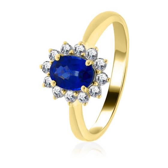 2.50ct Blue Sapphire and Diamond Cluster Ring