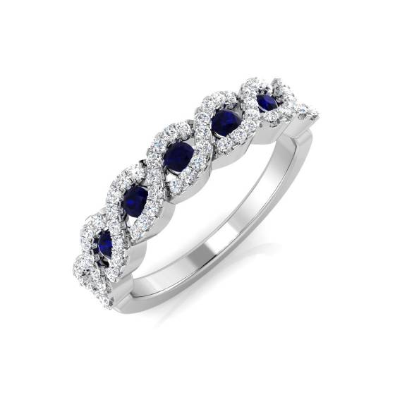 Round Blue Sapphire and Diamond Designer Ring