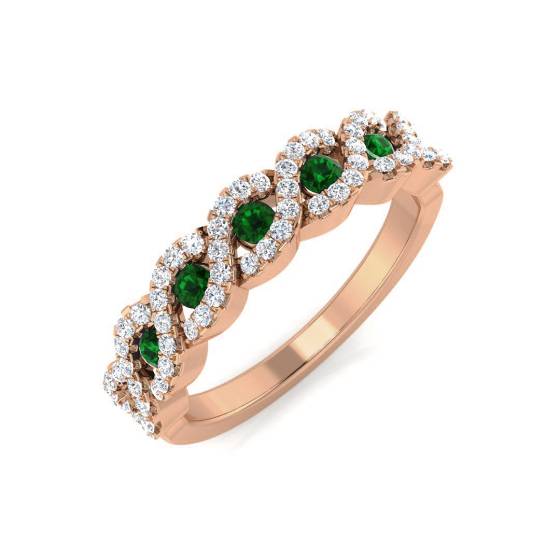 0.50ct VS/E-F Emerald and Diamond Half Eternity Gemstone Ring