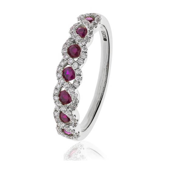 Round Ruby and Diamond Designer Ring