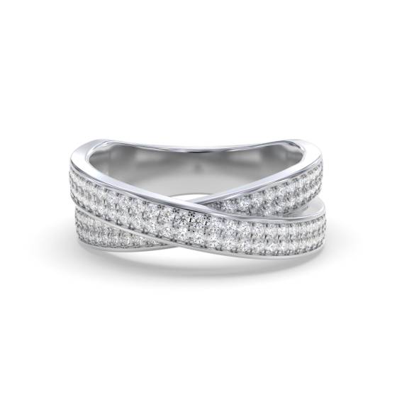 1.00ct Elegant Round Diamond Cross Over Dress Ring