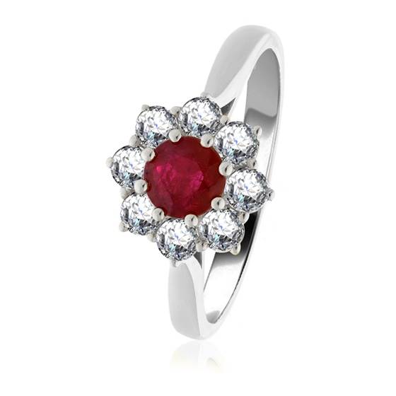 1.30ct Round Ruby and Diamond Halo Ring