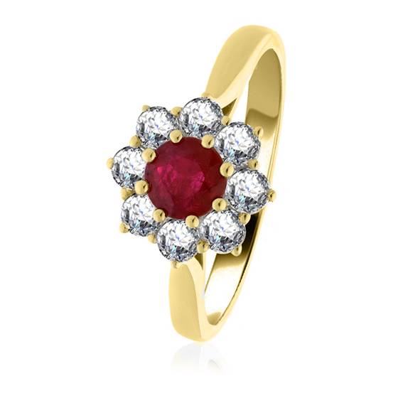 1.30ct Round Ruby and Diamond Halo Ring