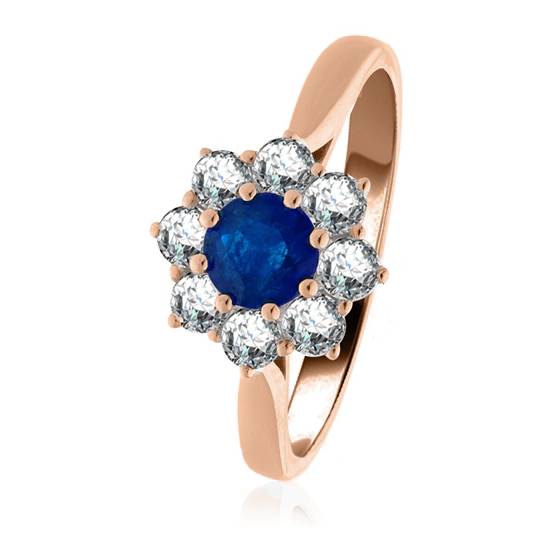0.70ct Blue Sapphire and Diamond Cluster Ring