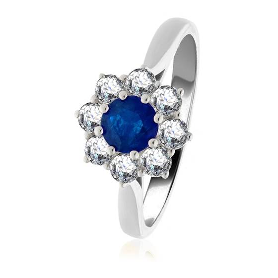0.70ct Blue Sapphire and Diamond Cluster Ring