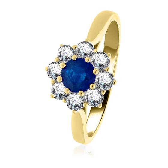 0.70ct Blue Sapphire and Diamond Cluster Ring