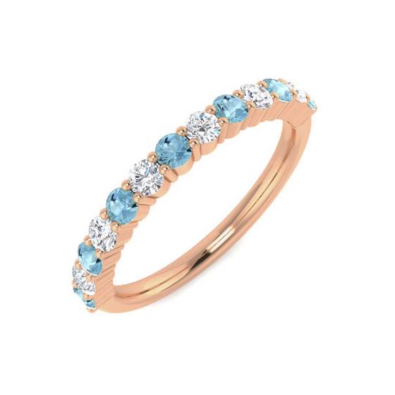 Round Aquamarine and Diamond Set Eternity Ring