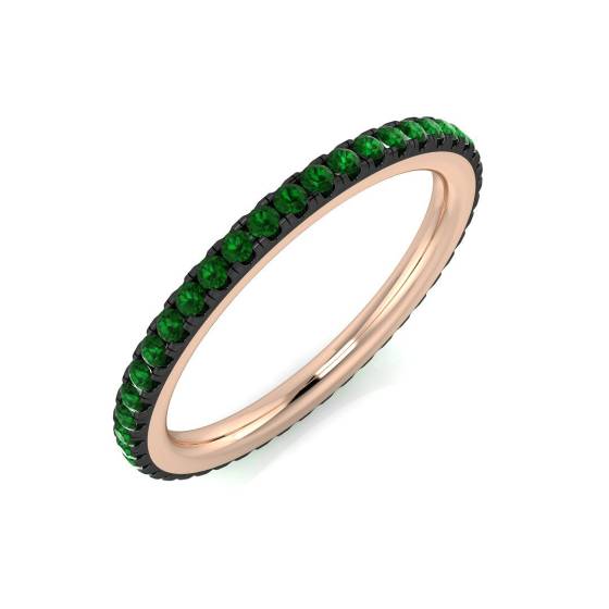 0.20ct Emerald Gemstone Half Eternity Gemstone Ring