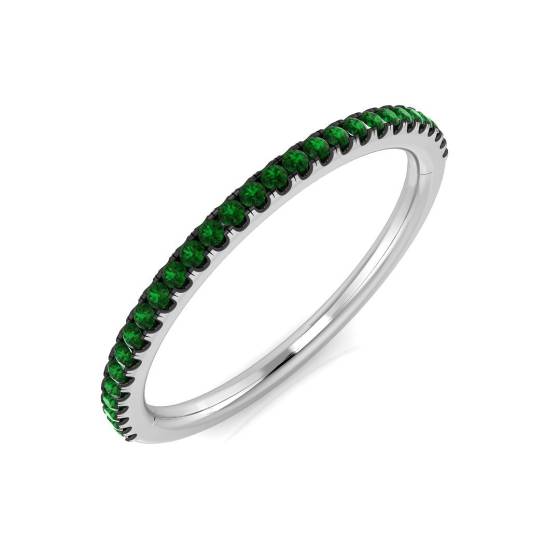 0.20ct Emerald Gemstone Half Eternity Gemstone Ring