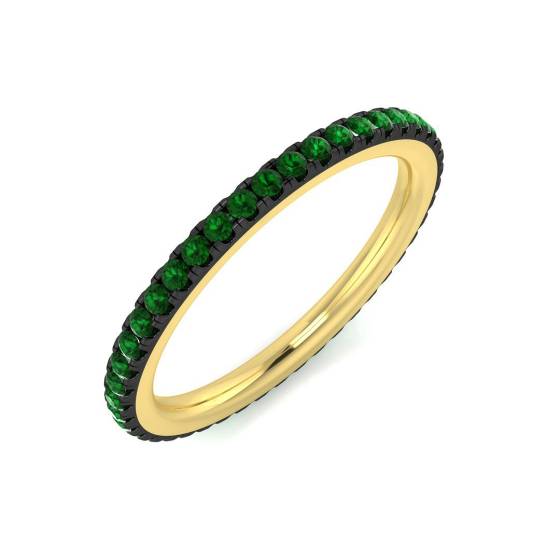 0.20ct Emerald Gemstone Half Eternity Gemstone Ring