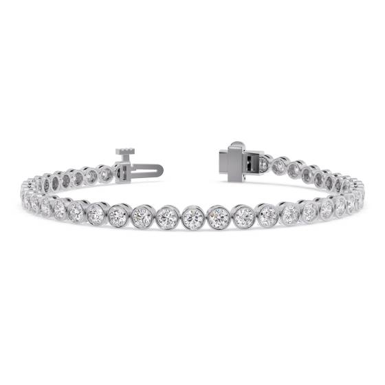 3.80ct Classic Single Row Diamond Bezel Set Tennis Bracelet