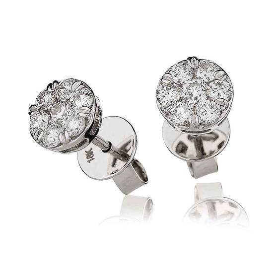 1.00ct Classic Round Diamond Cluster Earrings
