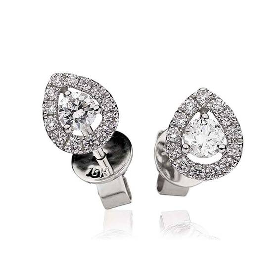0.60ct VS/E-F Round Natural Diamond Halo Earrings