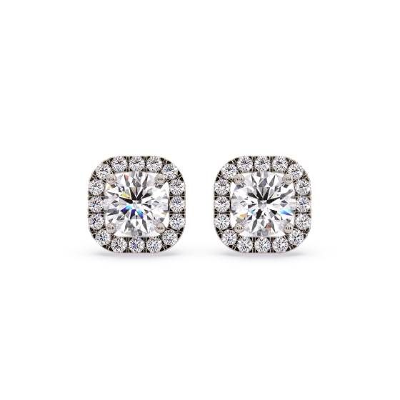 Unique Round Diamond Single Halo Earrings