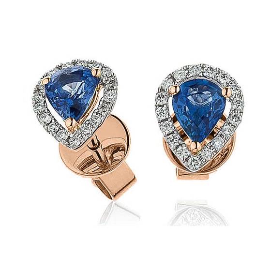 Blue Sapphire and Diamond Cluster Earrings