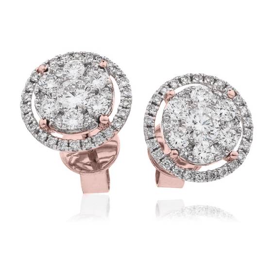 Classic Round Diamond Cluster Earrings