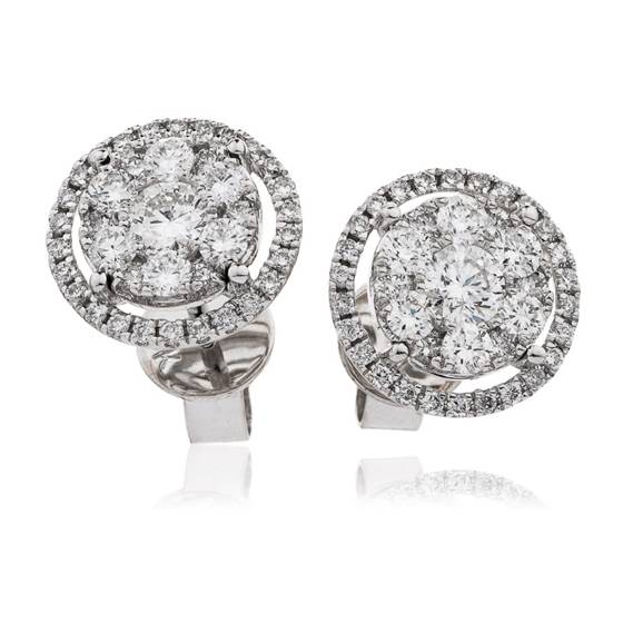 Classic Round Diamond Cluster Earrings