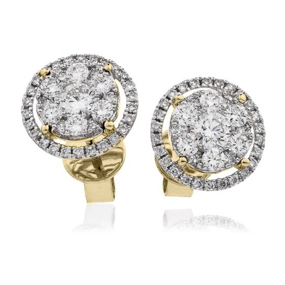 Classic Round Diamond Cluster Earrings
