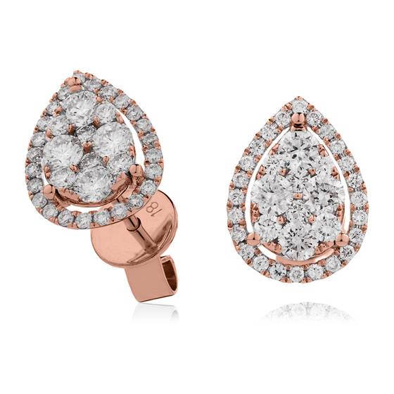0.75ct Classic Round Diamond Cluster Earrings